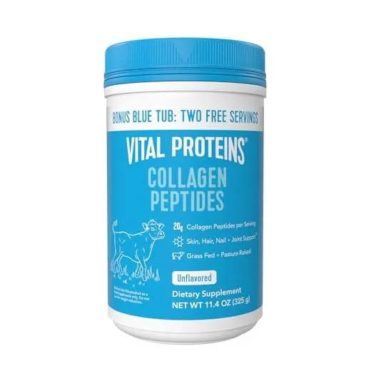 Vital Proteins Collagen Peptides Powder, Promotes Hair, Nail, Skin, Bone and Joint Health - Bonus Size, Zero Sugar, Unflavored 11.4 OZ